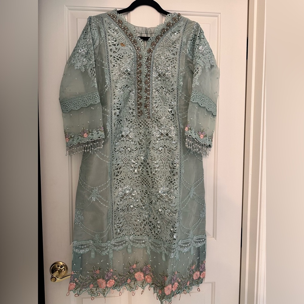 Maria B Seafoam Green Formal Three Piece